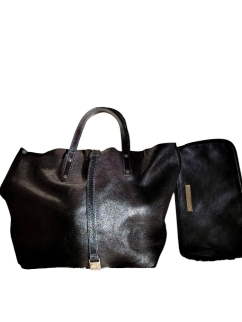 Tiffany & Co. Black Metallic Reversible Suede Leather Tote Bag
